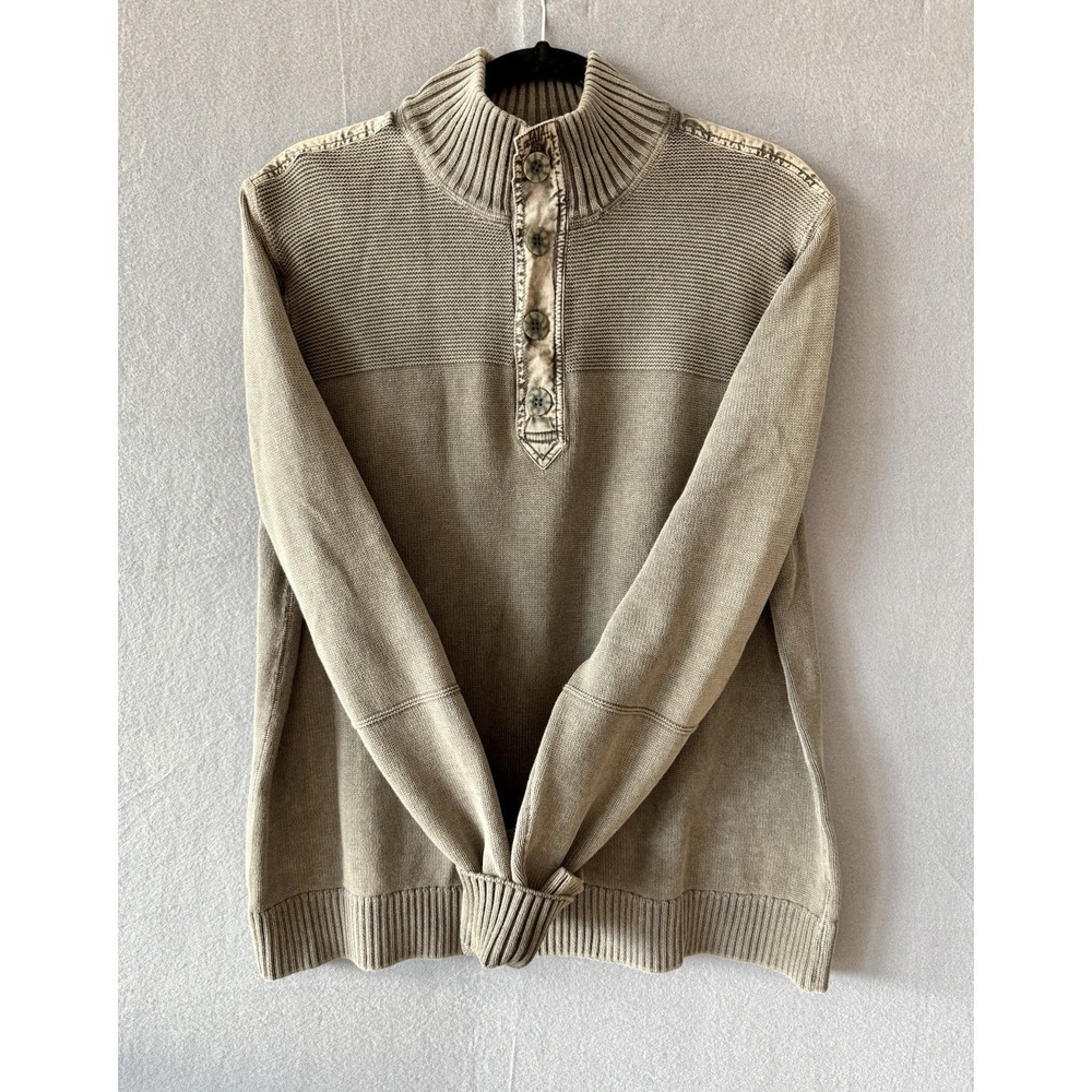 Alex Stevens Mens Olive Green Modern Mock Neck Button Placket Knit‎ Sweater XL